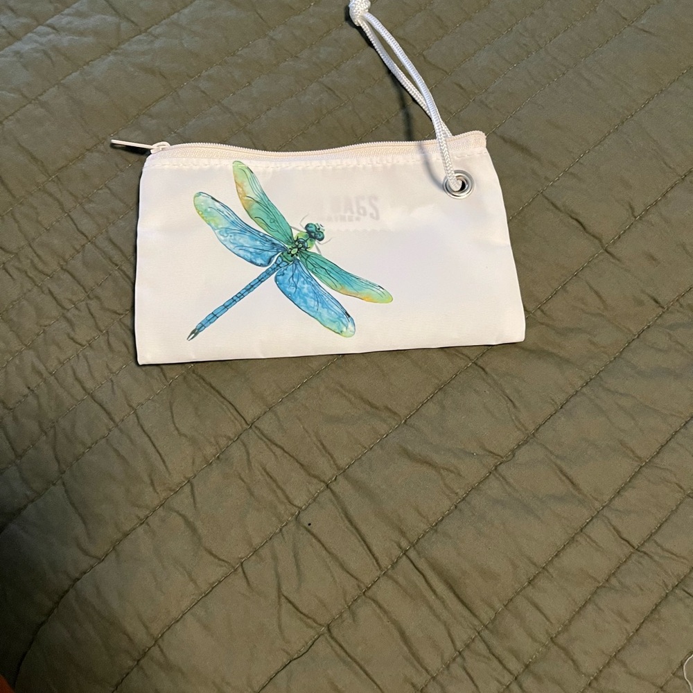 Elegant White Pouch with Dragonfly Design
